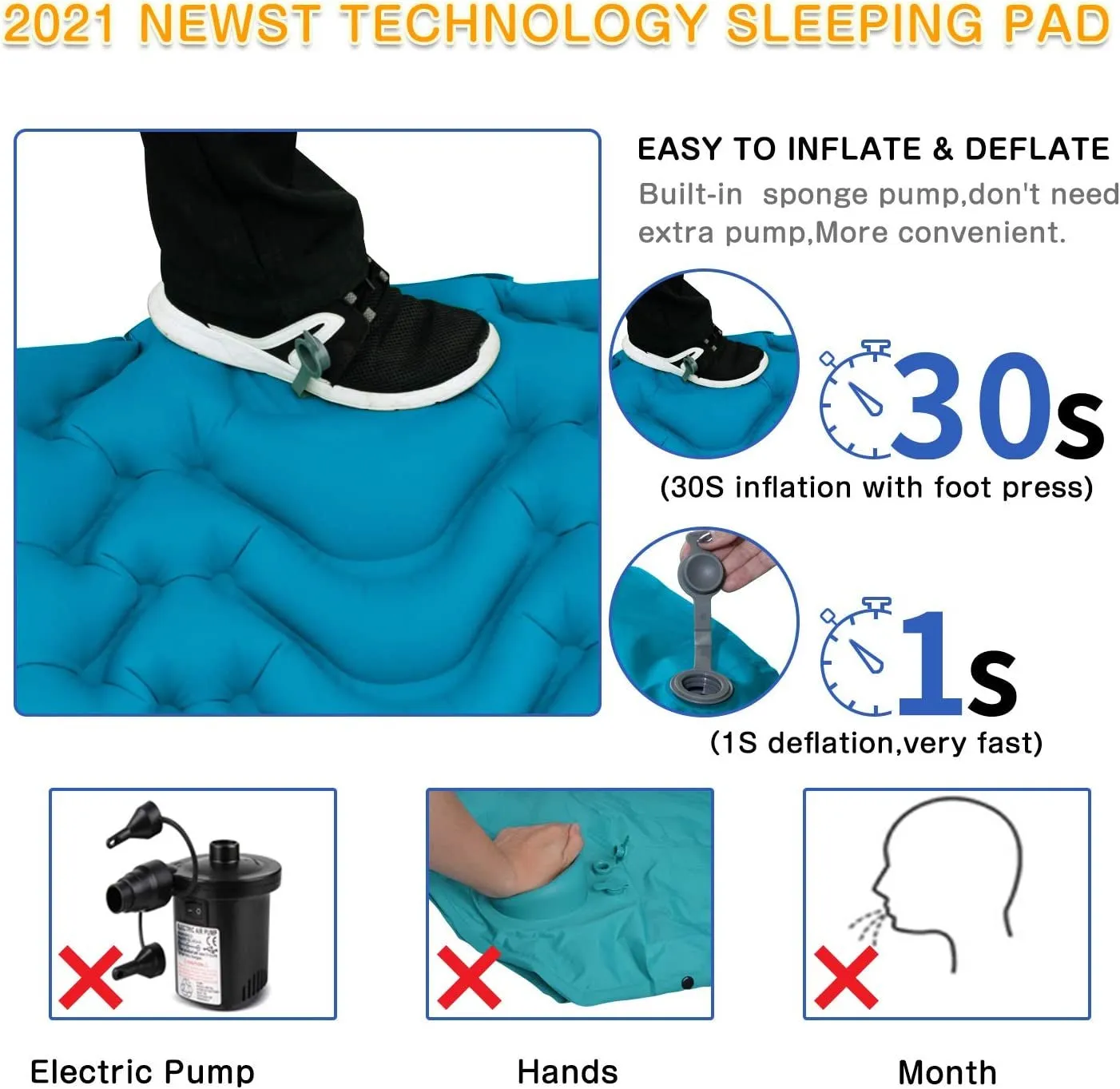 SUPIPRO Inflatable Camping Sleeping Pad with Built-in Pillow