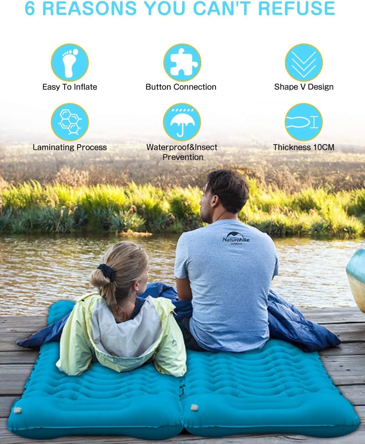SUPIPRO Inflatable Camping Sleeping Pad with Built-in Pillow