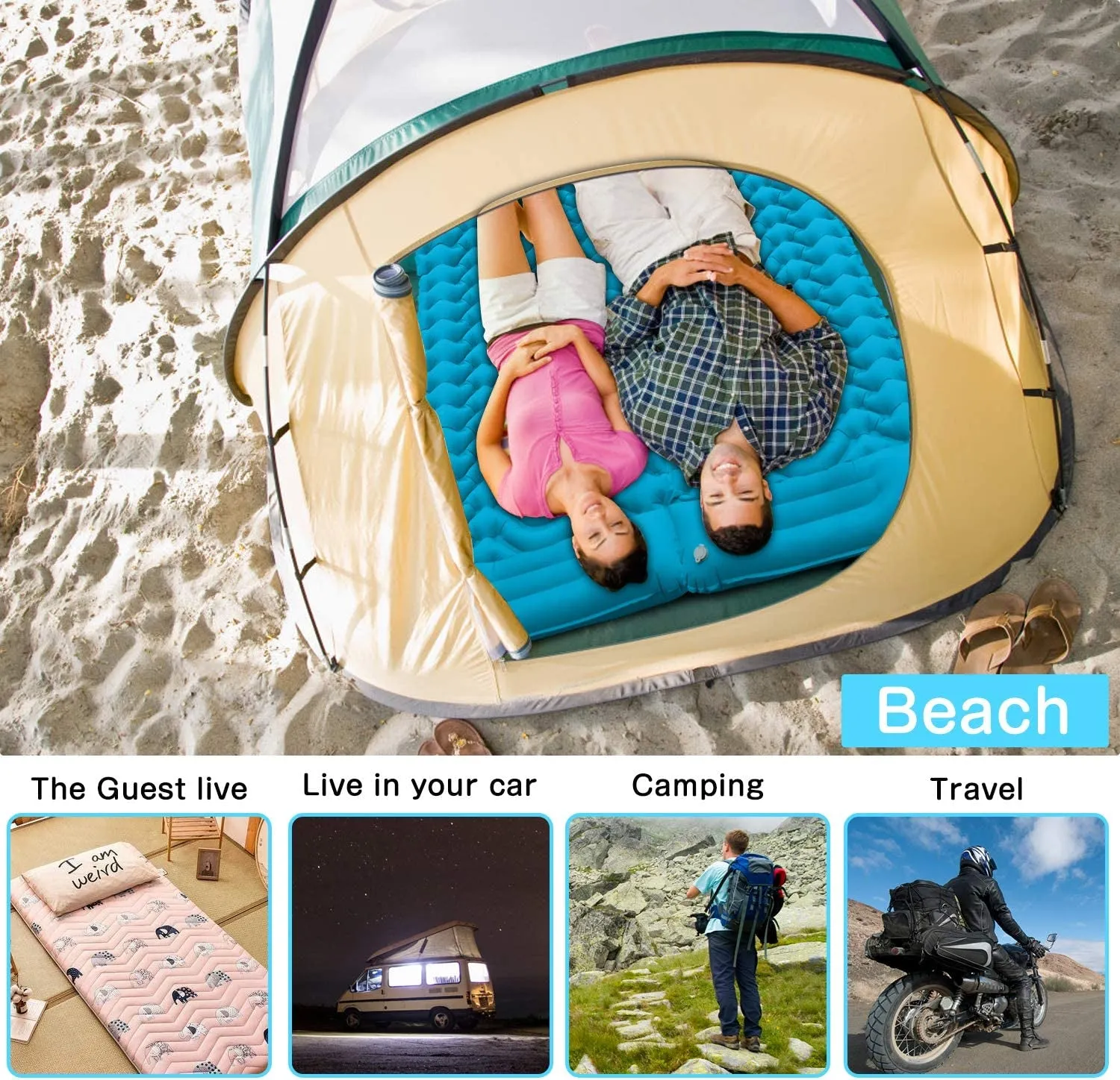 SUPIPRO Inflatable Camping Sleeping Pad with Built-in Pillow