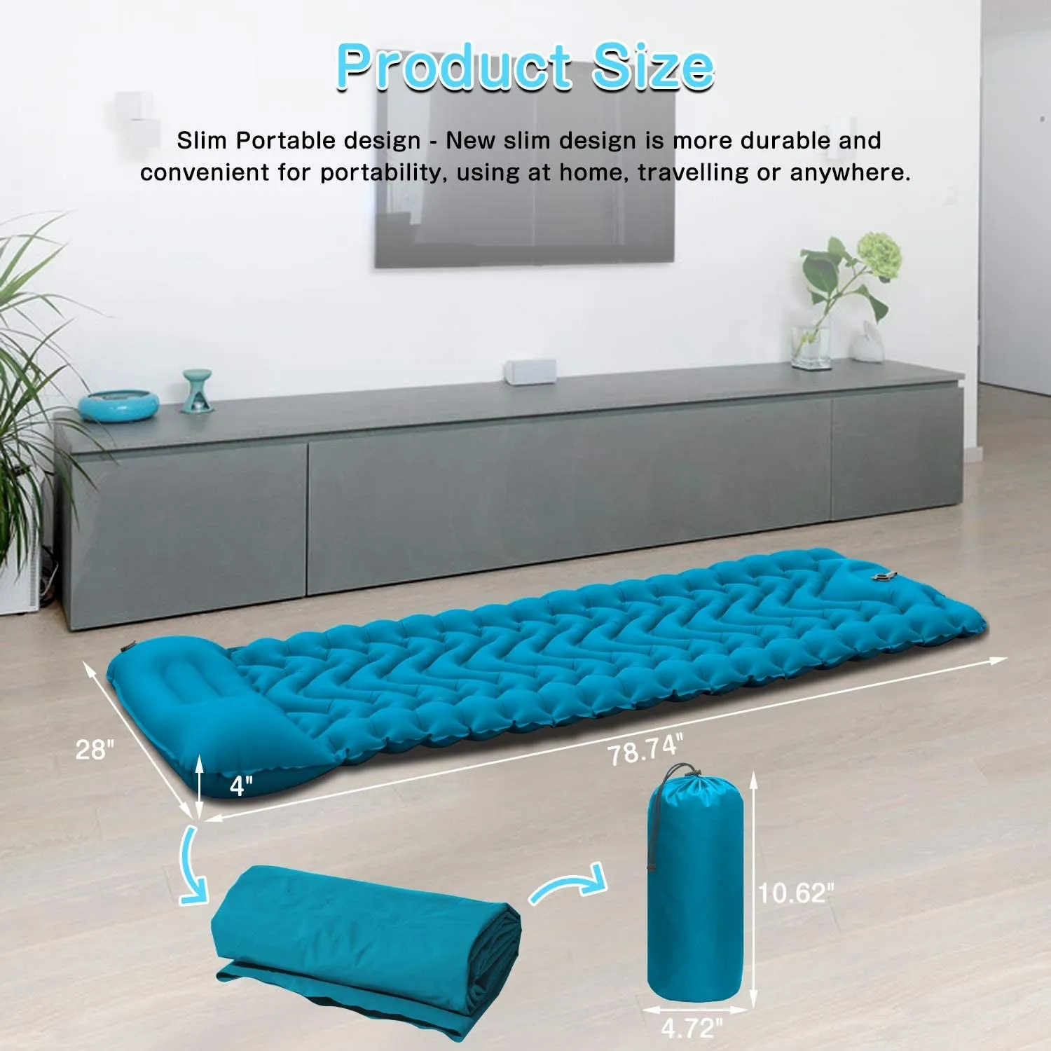 SUPIPRO Inflatable Camping Sleeping Pad with Built-in Pillow