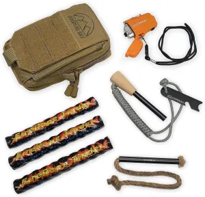 Survival Fire Starter Kit | Includes Rechargeable Dual Arc Waterproof Lighter, Large 1/2" Ferro Rod, and Tinder | Ultimate Firestarting Kit for Your Gear Bag