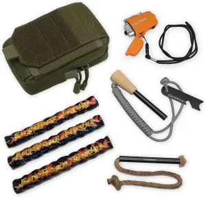 Survival Fire Starter Kit | Includes Rechargeable Dual Arc Waterproof Lighter, Large 1/2" Ferro Rod, and Tinder | Ultimate Firestarting Kit for Your Gear Bag
