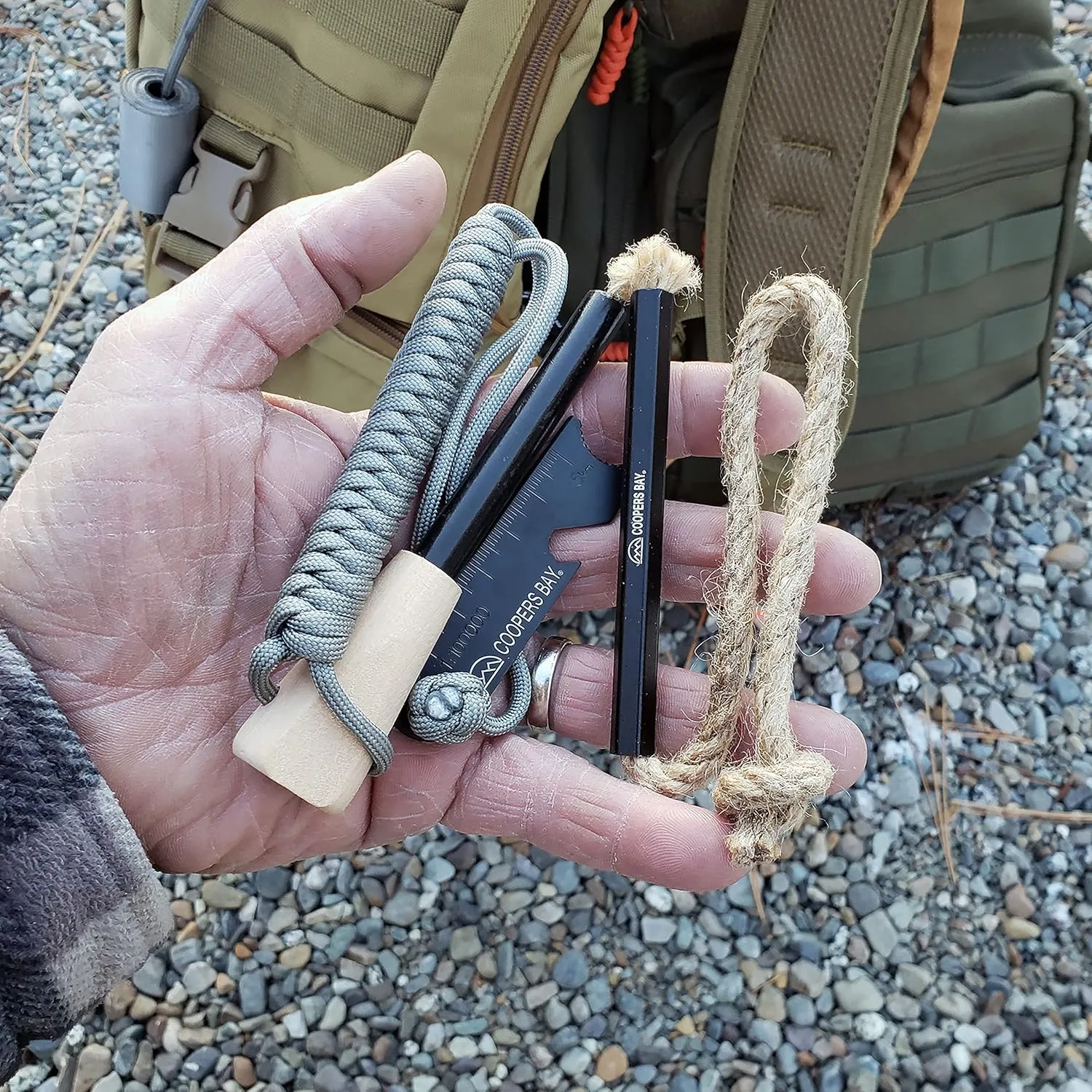 Survival Fire Starter Kit | Includes Rechargeable Dual Arc Waterproof Lighter, Large 1/2" Ferro Rod, and Tinder | Ultimate Firestarting Kit for Your Gear Bag