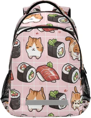 Sushi Kawaii Pattern Design Waterproof Backpack - Casual Outdoor Sports Daypack with Ergonomic Shoulder Straps#353