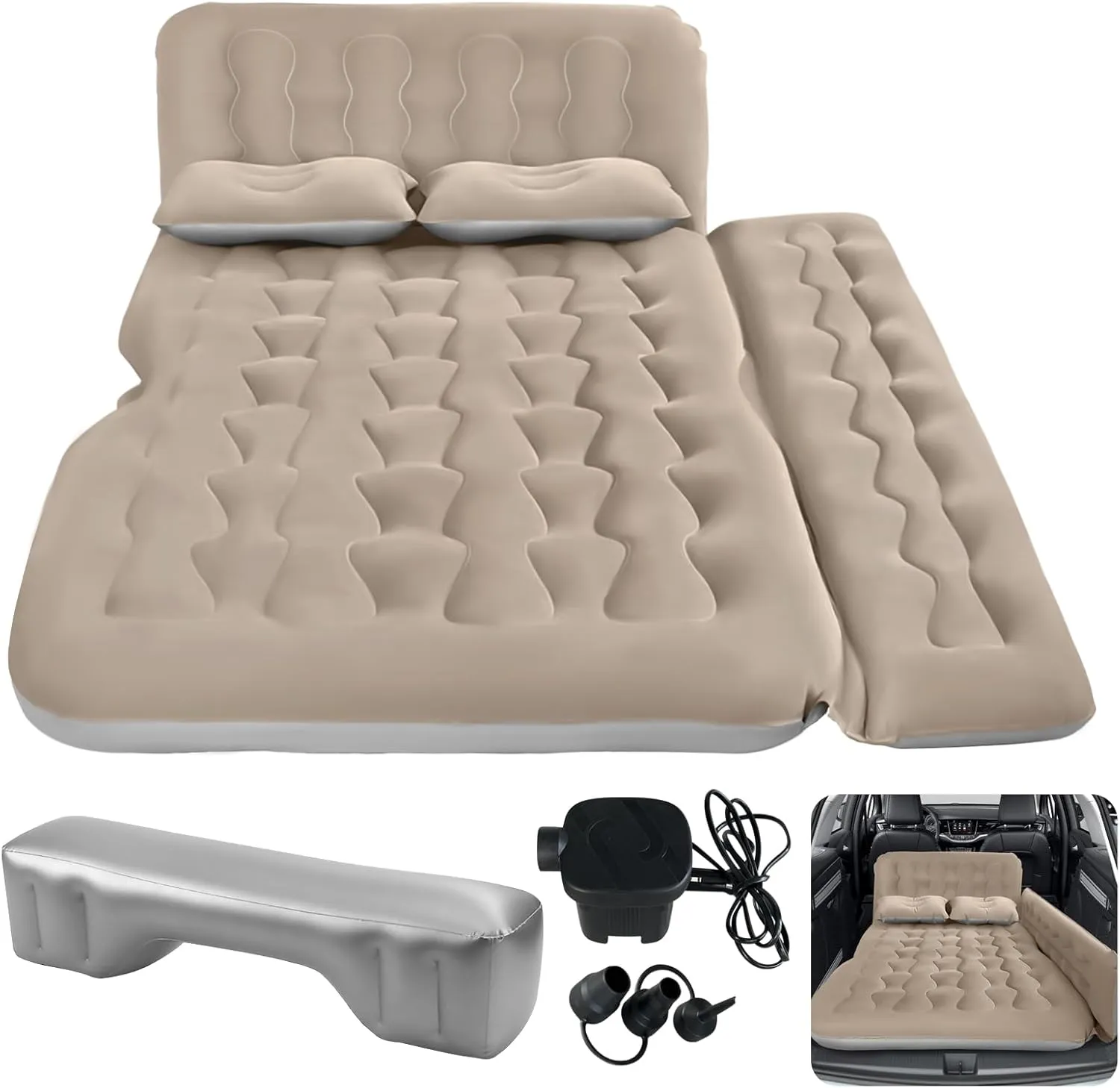 SUV Air Mattress Camping Bed - Car Mattress Back Seat Portable Foldable Car Air Bed SUV Sleeping Pad Car Bed Mattress for Sedan SUV Truck
