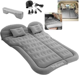 SUV Air Mattress Camping Beds, Inflatable Thickened Car Mattress Backseat with Two Pillow and Electric Air Pump, Double-Sided Portable Sleeping Pad for Home, Outdoor and Travel
