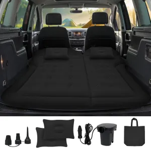 SUV Air Mattress for Camping, Air Mattress for Car Compatible with SUV, Camping Bed with Pump, Inflatable Sleeping Pad for Car Backseat, Truck Travel Bed for Road Trip (Black)