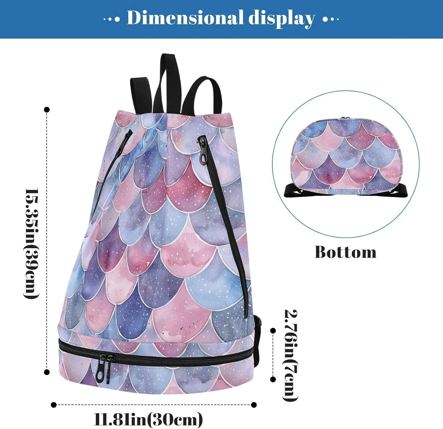 Swim Bag Gym Bag for Women Men, Sea Turtle Turquoise Shell Beach Backpack for Swimming Gym
