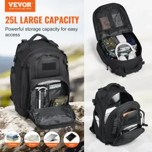 Tactical Backpack 25L Military Backpack With Molle Mode & Sponge Pad Black