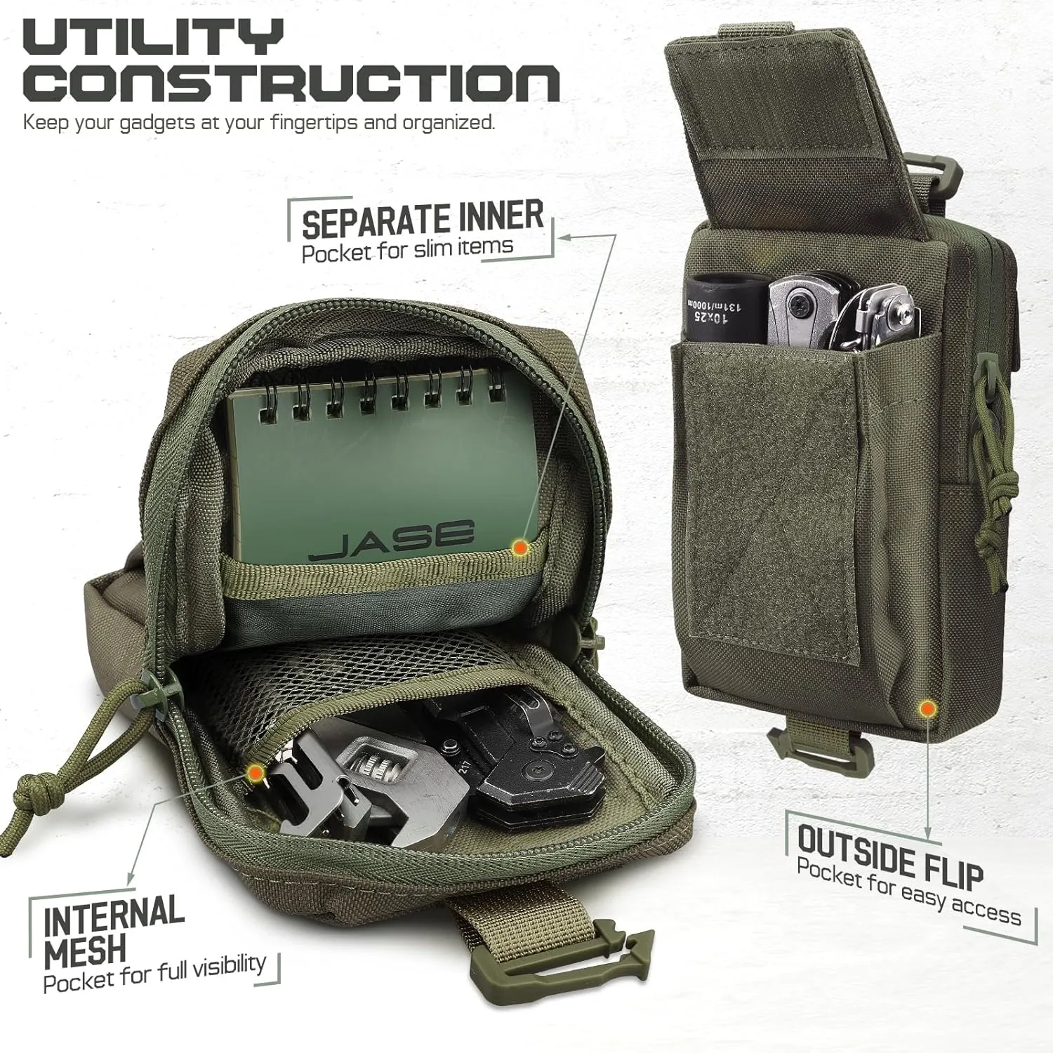 Tactical Backpack Accessories Pouch, Molle Accessories Shoulder Strap Attachment Pouches Utility EDC Phone Pouch Sport