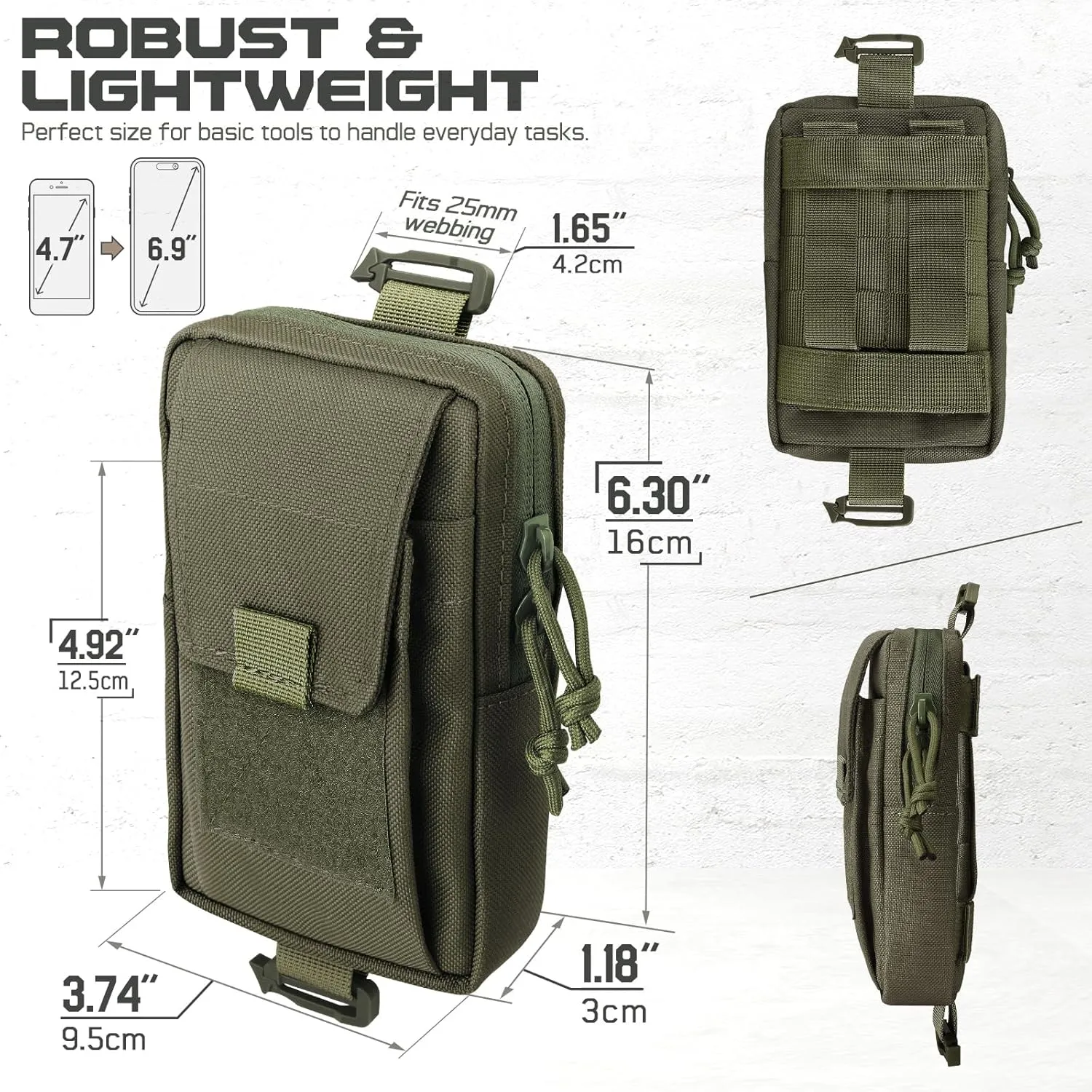 Tactical Backpack Accessories Pouch, Molle Accessories Shoulder Strap Attachment Pouches Utility EDC Phone Pouch Sport