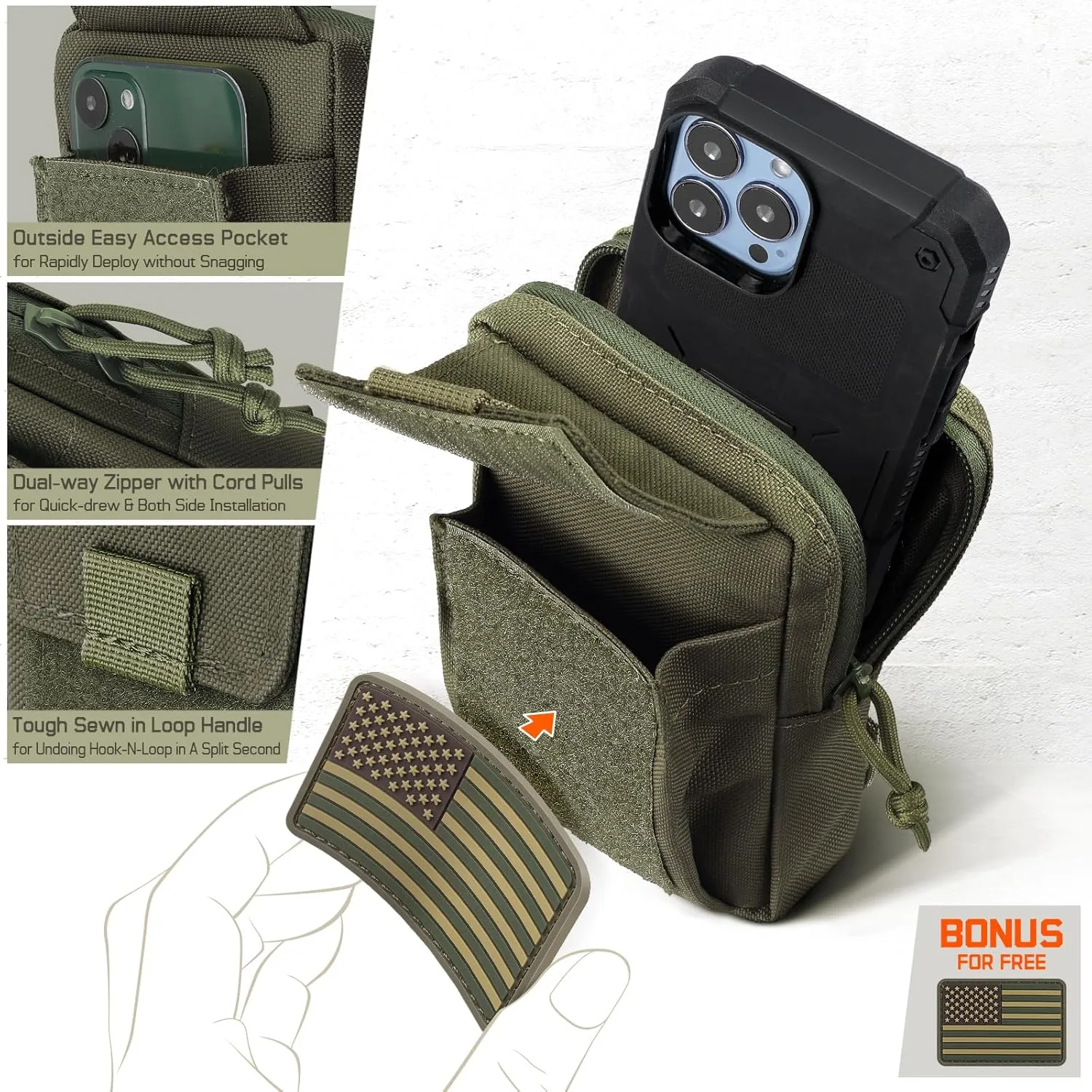 Tactical Backpack Accessories Pouch, Molle Accessories Shoulder Strap Attachment Pouches Utility EDC Phone Pouch Sport