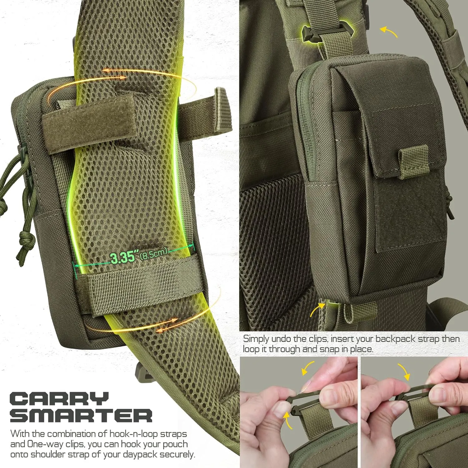 Tactical Backpack Accessories Pouch, Molle Accessories Shoulder Strap Attachment Pouches Utility EDC Phone Pouch Sport