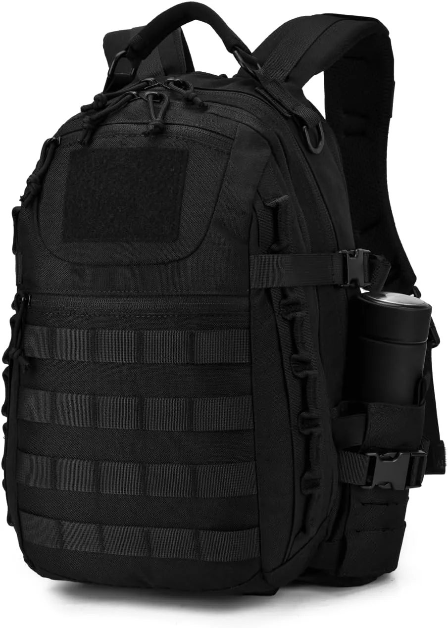 Tactical Backpack for Men 27L Assault Pack Molle Pack with Multiple Compartments Outdoor Gear Backpack for Motorcycle,Hiking and Camping Waterproof Daypack (Black)