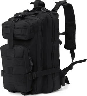 Tactical Backpack for Men & Women, Black 30L Military Hiking Backpack with MOLLE System, Water Resistant Assault Pack, Bug Out Bag for Hunting, Survival, Camping, Gym, Fishing, EDC