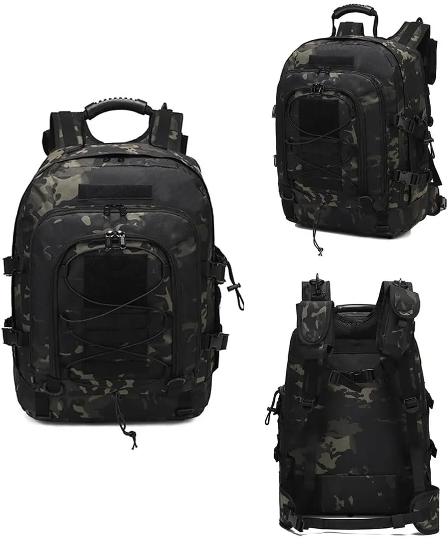Tactical Backpack Military Army Daypack Assault Pack for Men Molle 3 Day Bag for Hiking Camping Hunting Trekking (Black CP)