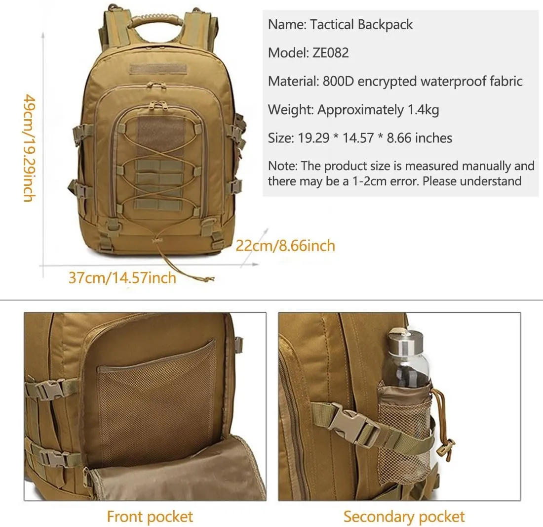 Tactical Backpack Military Army Daypack Assault Pack for Men Molle 3 Day Bag for Hiking Camping Hunting Trekking (CP)