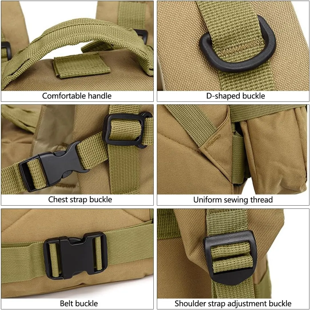 Tactical Backpack Military Army Rucksack 60L Large Assault Pack Camping Detachable Molle Bag (Black CP)