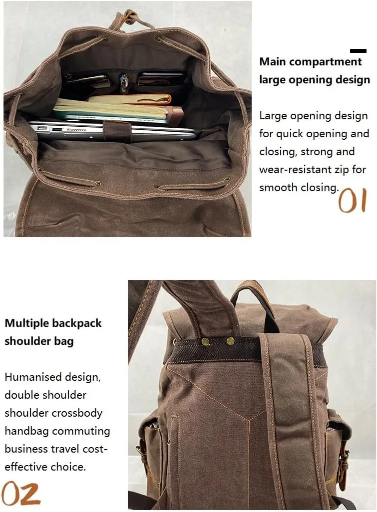 Tactical Backpack Military Molle Hiking 20-35L Waterproof oil wax canvas bag travel in army green