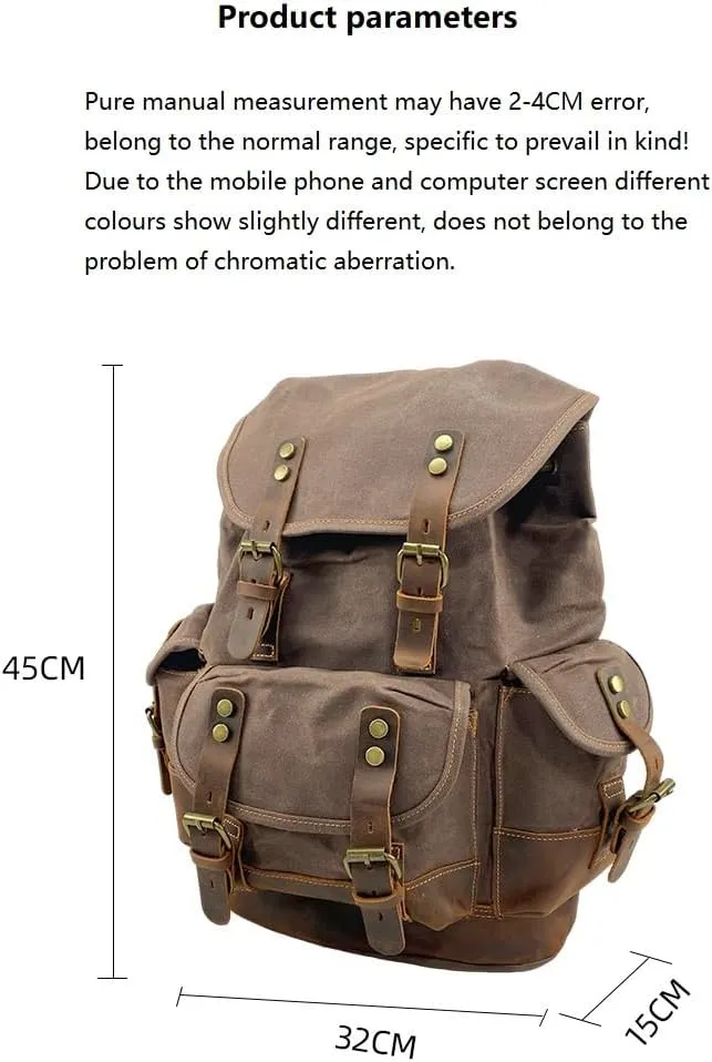 Tactical Backpack Military Molle Hiking 20-35L Waterproof oil wax canvas bag travel in army green