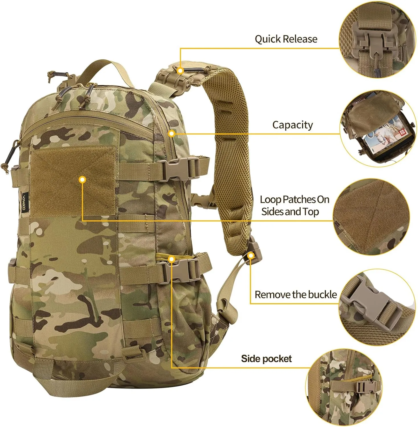 Tactical Backpack Military Molle Hiking 20L Outdoor tactical tactical bag green camouflage