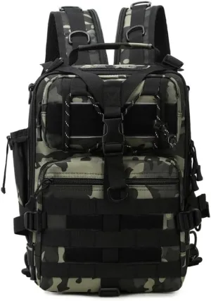 Tactical Backpack Military Molle Hiking 36-55L Outdoor bag trekking touring fishing black camouflage