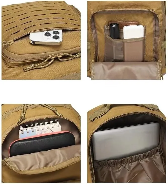 Tactical Backpack Military Molle Hiking 36-55L Outdoor camouflage bag waterproof tactical khaki
