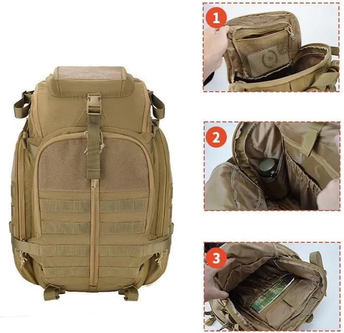 Tactical Backpack Military Molle Hiking 36-55L Outdoor Multifunctional Men's Mountaineering Army Green