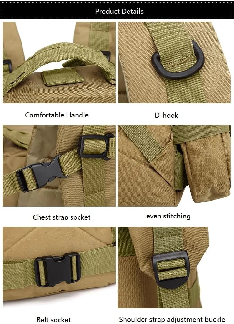 Tactical Backpack Military Molle Hiking 55L Outdoor mountaineering camping traveling camouflage tactical striped khaki