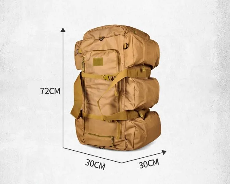 Tactical Backpack Military Molle Hiking 56-75L Outdoor Tactical One-Shoulder-Double-Shoulder Handsome Bag Black