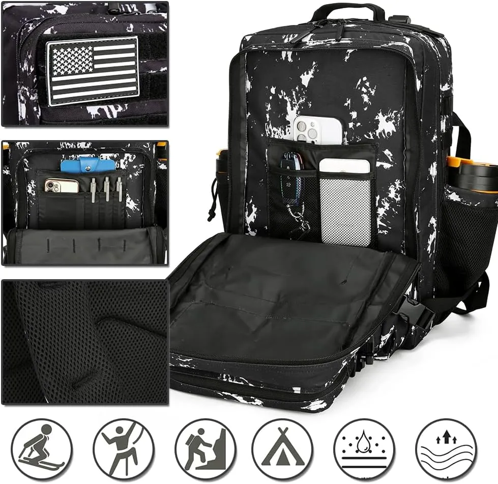 Tactical Backpack - Military Tactical for Men & Women, 45L Fitness Backpack (Black Lightning)