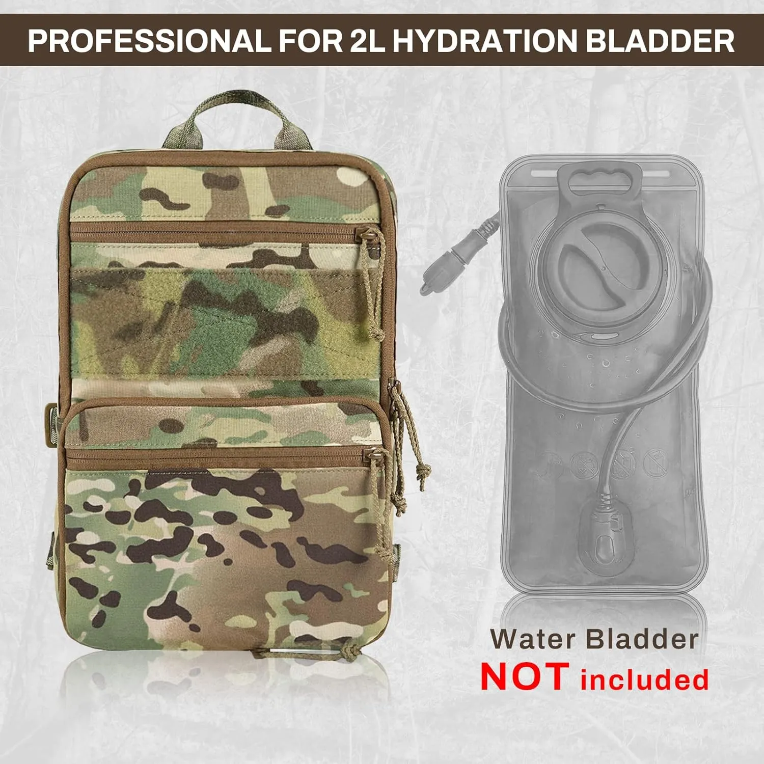 Tactical Hydration Pack for 2L Hydration Water Bladder, Expandable Backpack for Chest Rig and Tactical Vest