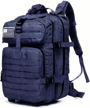 Tactical Military Backpack for Men, 45L Large Capacity MOLLE System Hunting Backpack Daypack 3-Day Assault Pack Bug Out Bag for Hiking Fishing Camping (Blue Dark)