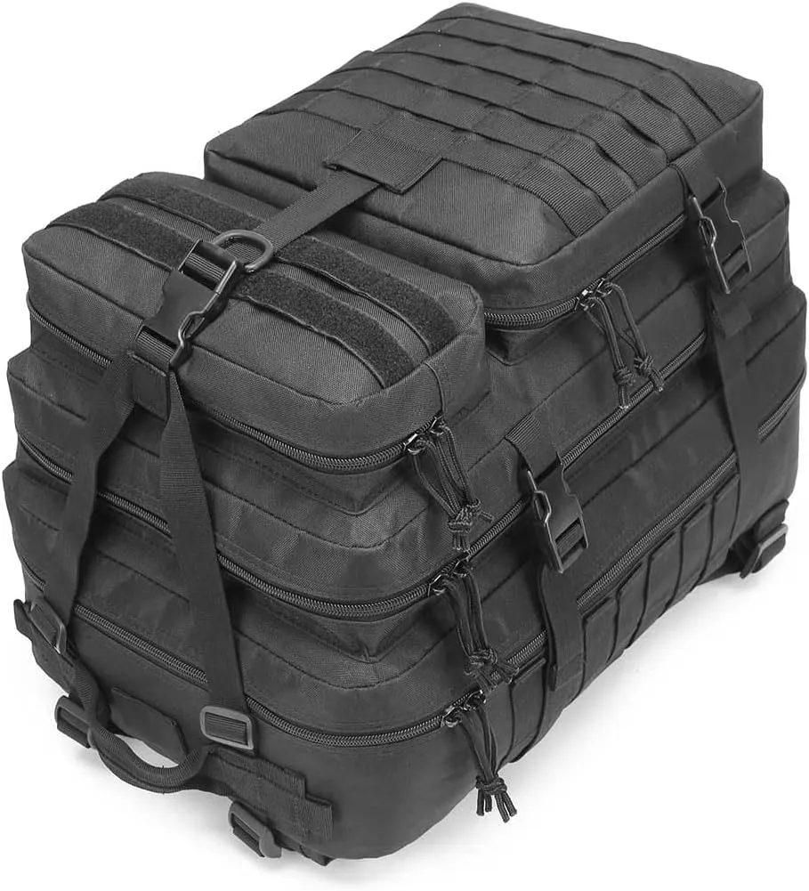 Tactical Military Backpack for Men, 45L Large Capacity MOLLE System Hunting Backpack Daypack 3-Day Assault Pack Bug Out Bag for Hiking Fishing Camping (Python Black)