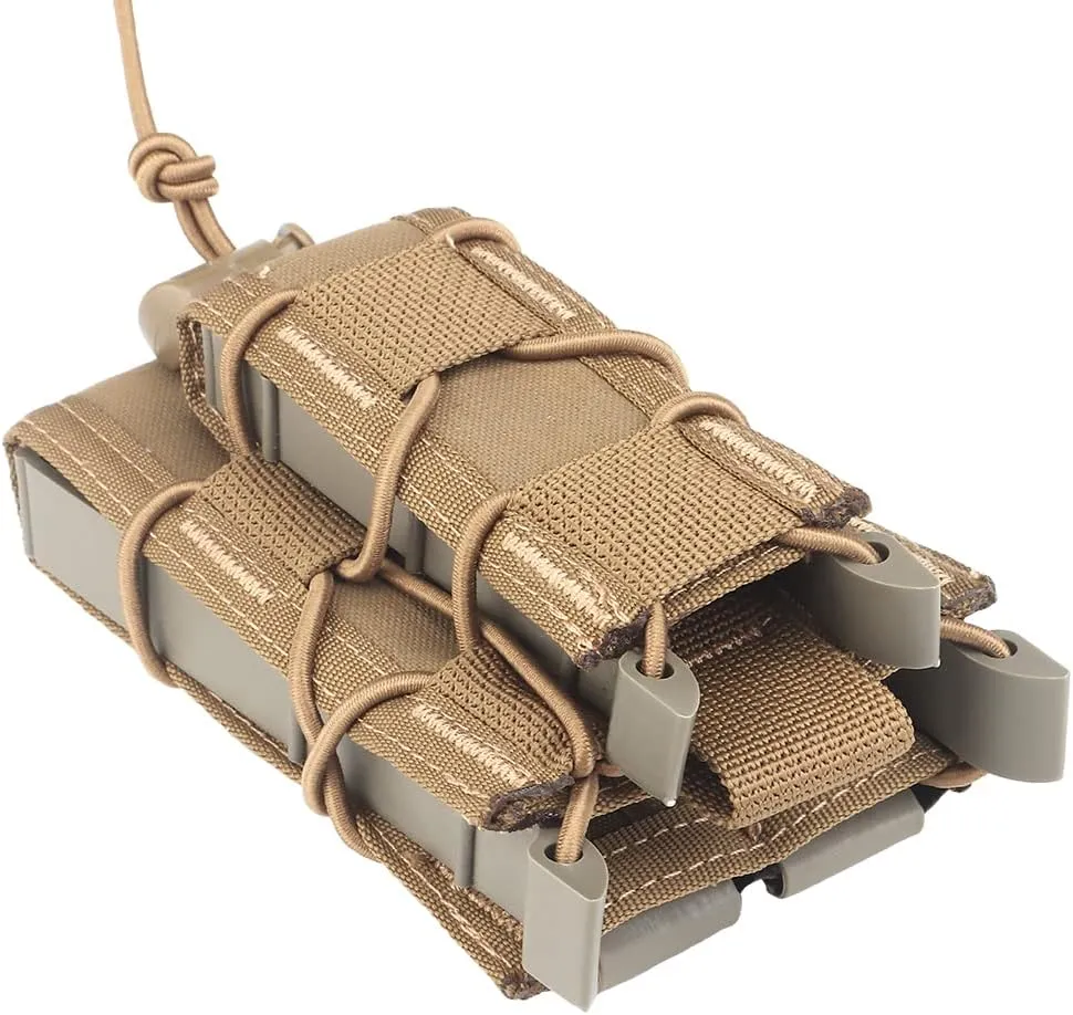 Tactical Molle Double Mag Pouch 2-Layer Holder 9mm/5.56 Belt Fast Attach Carrier Magazine Set