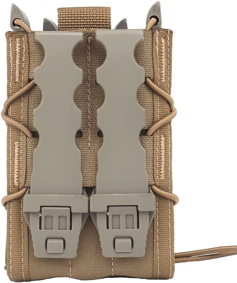 Tactical Molle Double Mag Pouch 2-Layer Holder 9mm/5.56 Belt Fast Attach Carrier Magazine Set