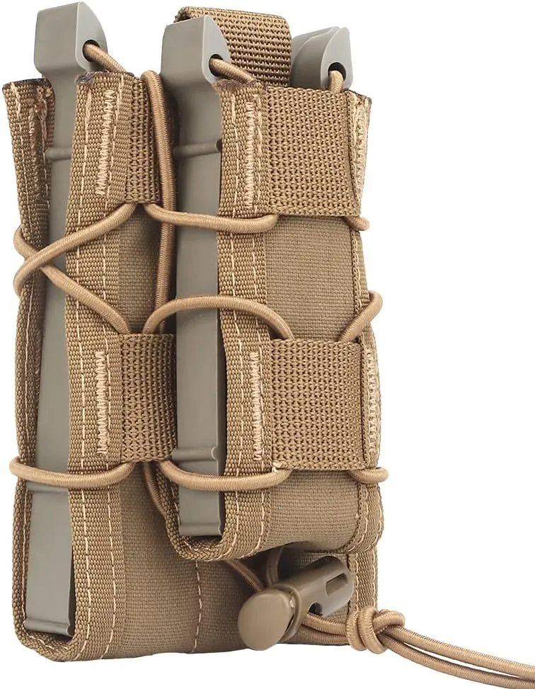 Tactical Molle Double Mag Pouch 2-Layer Holder 9mm/5.56 Belt Fast Attach Carrier Magazine Set