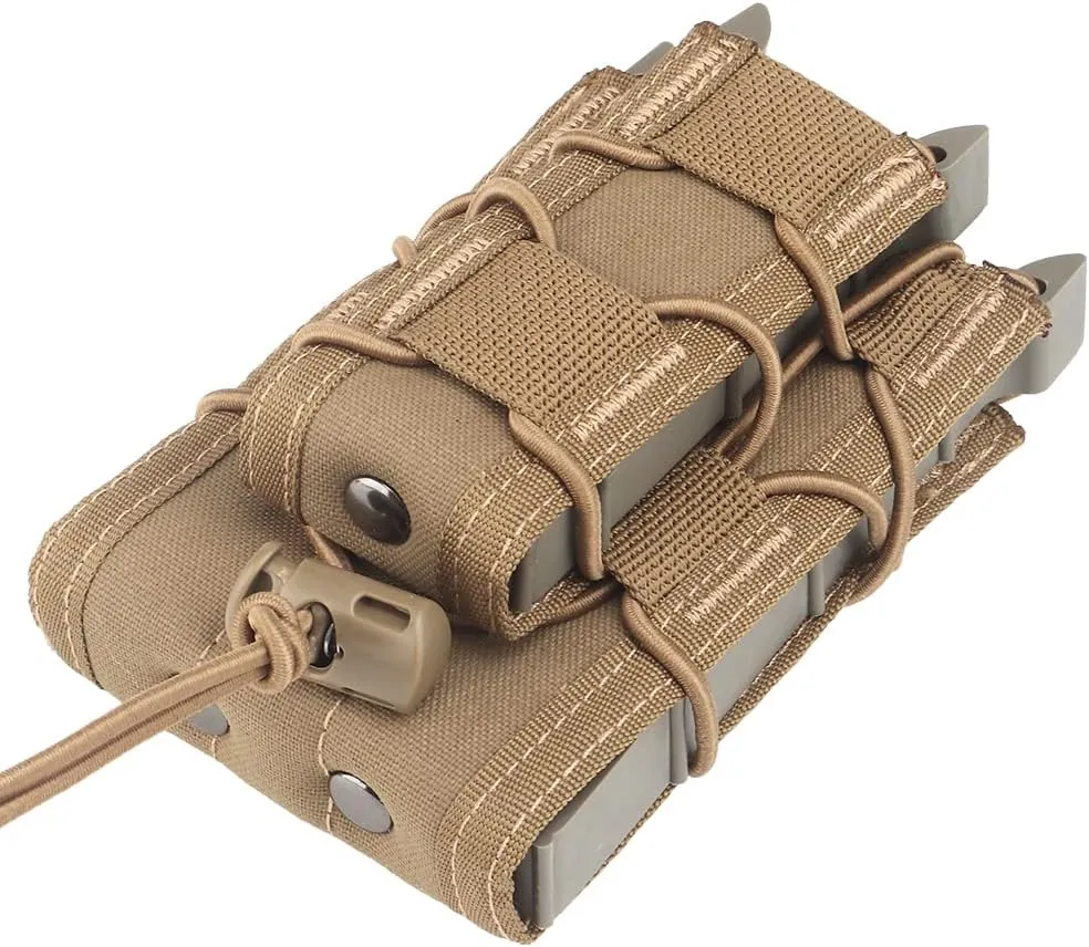 Tactical Molle Double Mag Pouch 2-Layer Holder 9mm/5.56 Belt Fast Attach Carrier Magazine Set