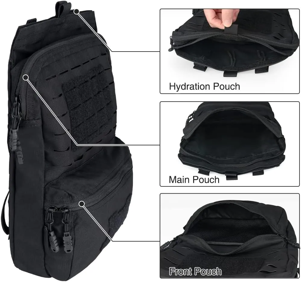 Tactical MOLLE Hydration Pack for 2L Hydration Water Bladder Hydration Bag 500D Nylon