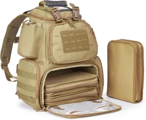 Tactical Pistol Backpack with 3 Pistol Cases, Gun Range Backpack with Rain Cover for Shooting and Hunting