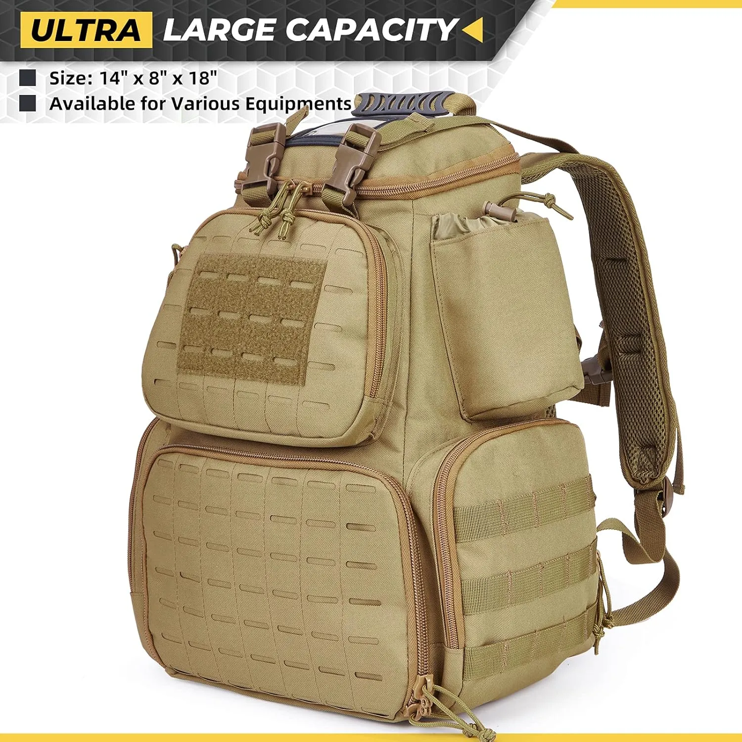 Tactical Pistol Backpack with 3 Pistol Cases, Gun Range Backpack with Rain Cover for Shooting and Hunting