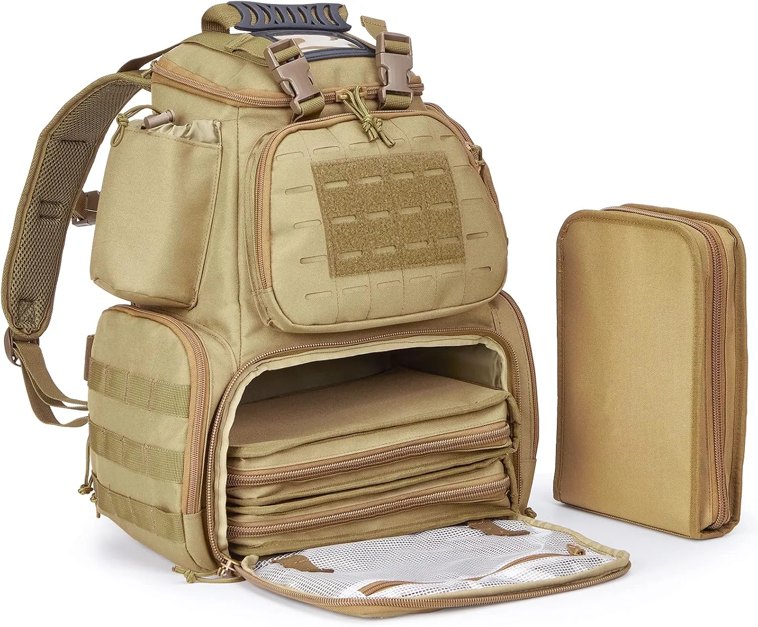 Tactical Pistol Backpack with 3 Pistol Cases, Gun Range Backpack with Rain Cover for Shooting and Hunting