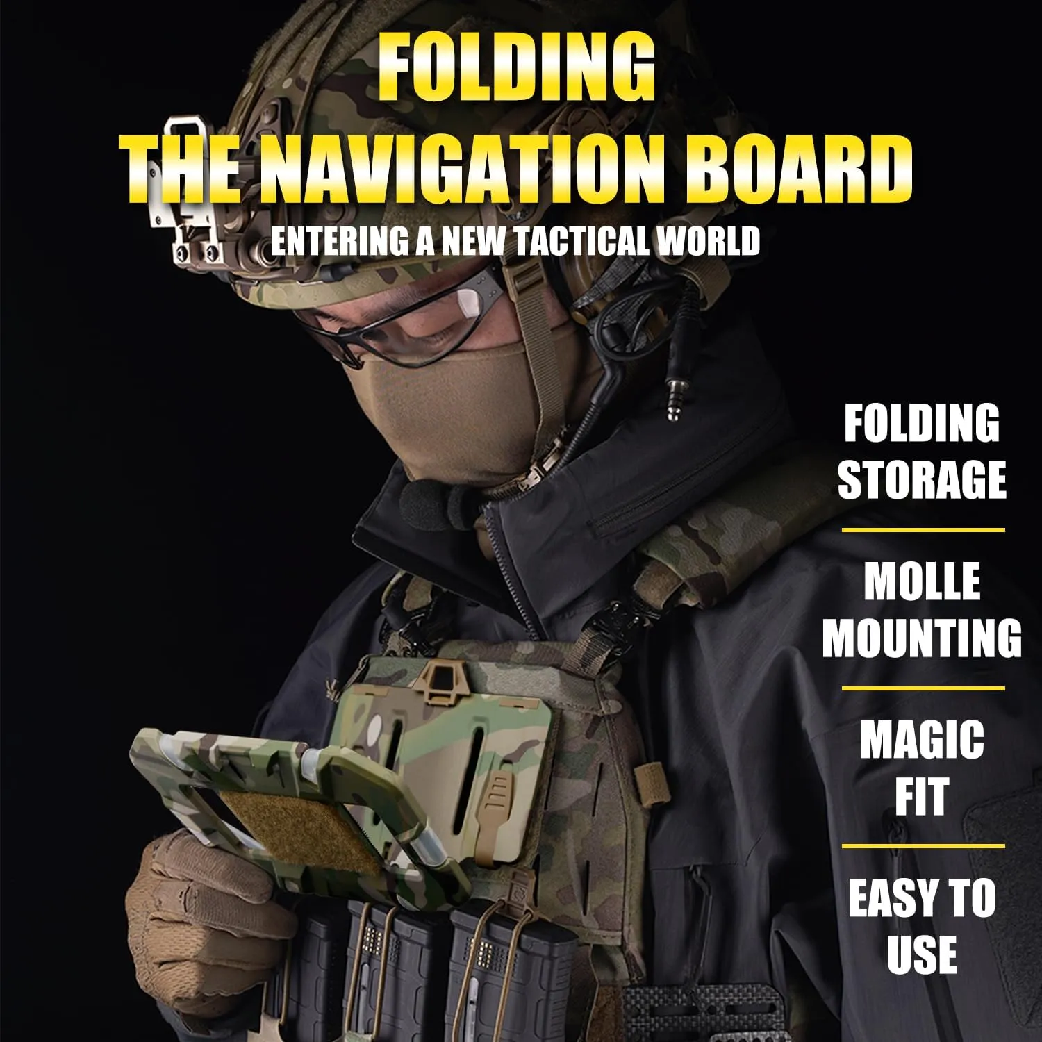 Tactical Plate Carrier Vest Attachments Universal Phone Chest Mount for Screen Size 4.7"-6.7" Molle Foldable Navigation Phone Holder Board