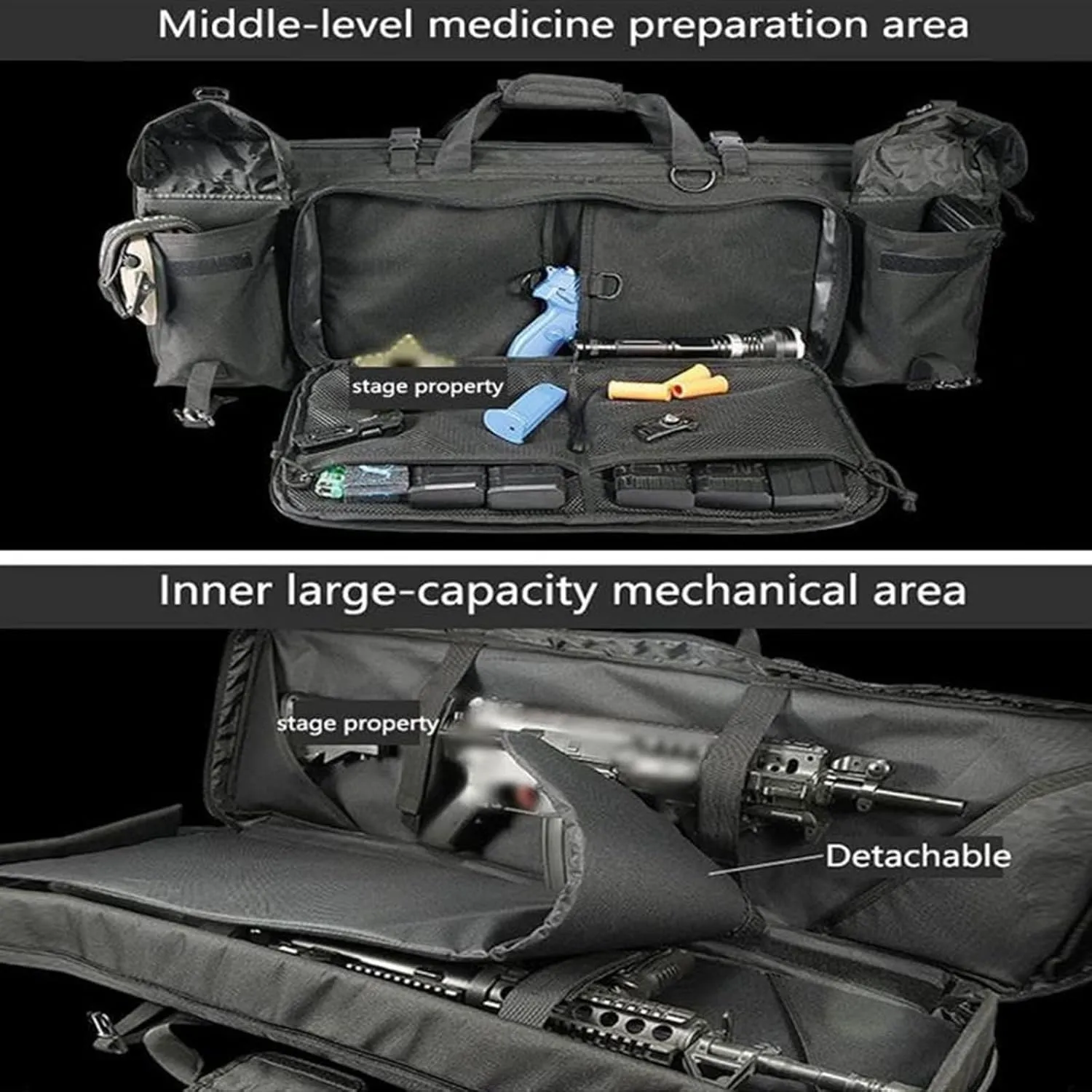 Tactical Rifle Gun Case, Soft Shotgun Carrying Range Bag with 2 Pouches, with Lockable Zipper and Backpack Strap, Perfect for Indoor/Outdoor Shooting