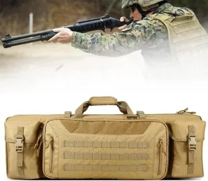 Tactical Rifle Gun Case, Soft Shotgun Carrying Range Bag with 2 Pouches, with Lockable Zipper and Backpack Strap, Perfect for Indoor/Outdoor Shooting