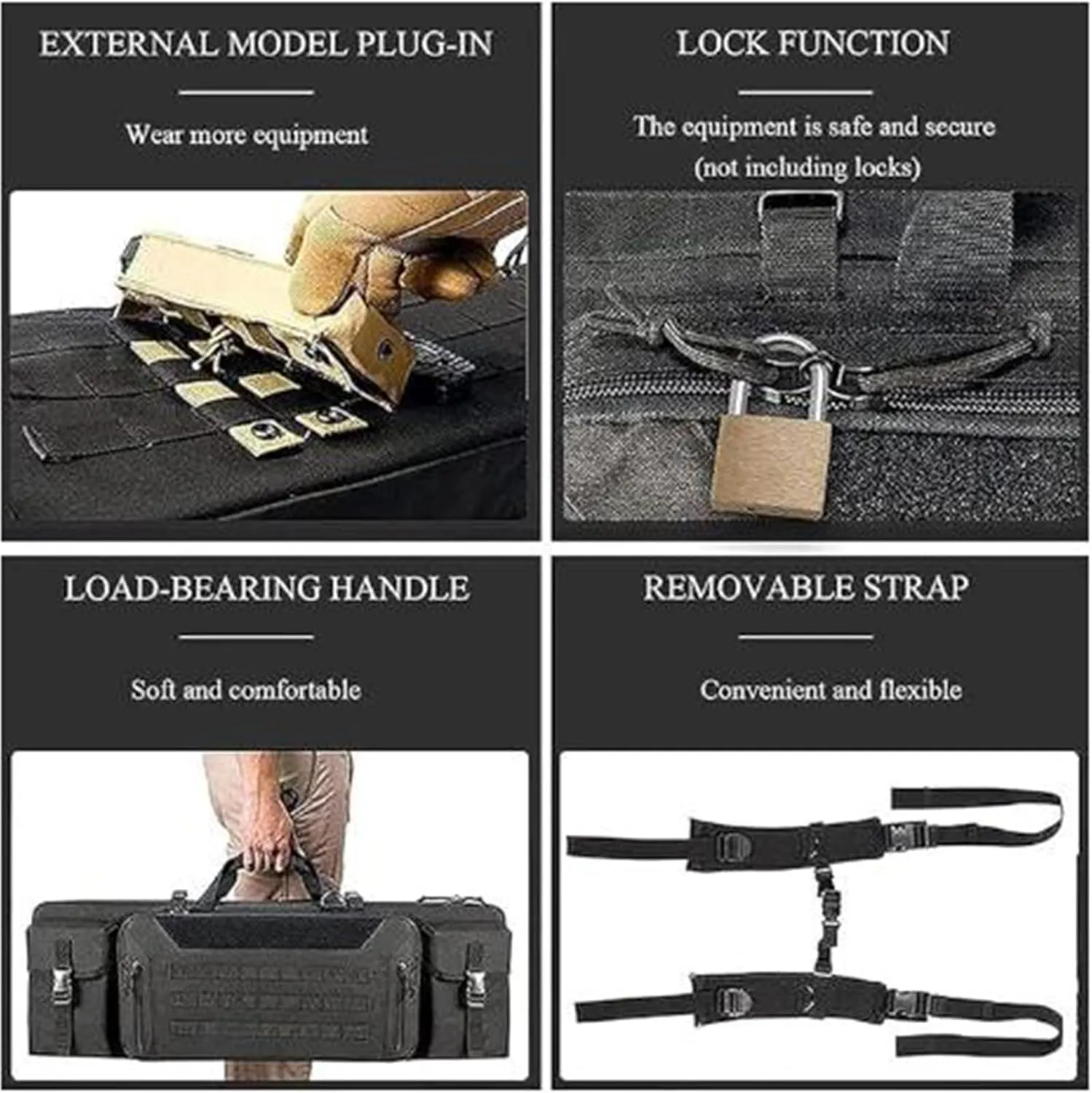 Tactical Rifle Gun Case, Soft Shotgun Carrying Range Bag with 2 Pouches, with Lockable Zipper and Backpack Strap, Perfect for Indoor/Outdoor Shooting