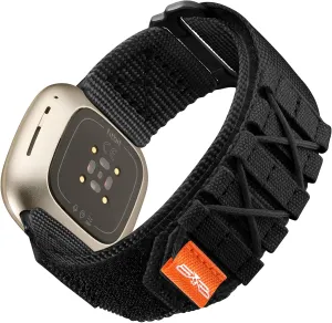 Tactical Rugged Bands Compatible with Fitbit Versa 4 Bands/Versa 3/Sense 2/Sense, Soft Durable Military Nylon Solo Loop Sport Straps