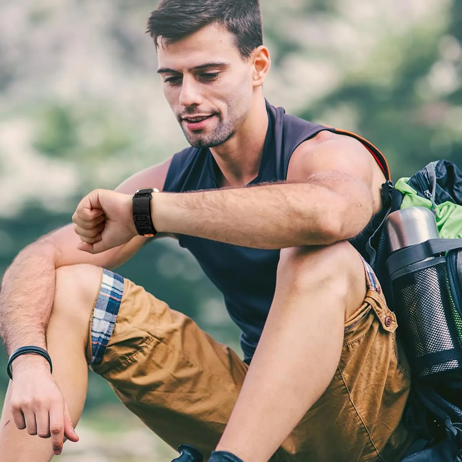 Tactical Rugged Bands Compatible with Fitbit Versa 4 Bands/Versa 3/Sense 2/Sense, Soft Durable Military Nylon Solo Loop Sport Straps