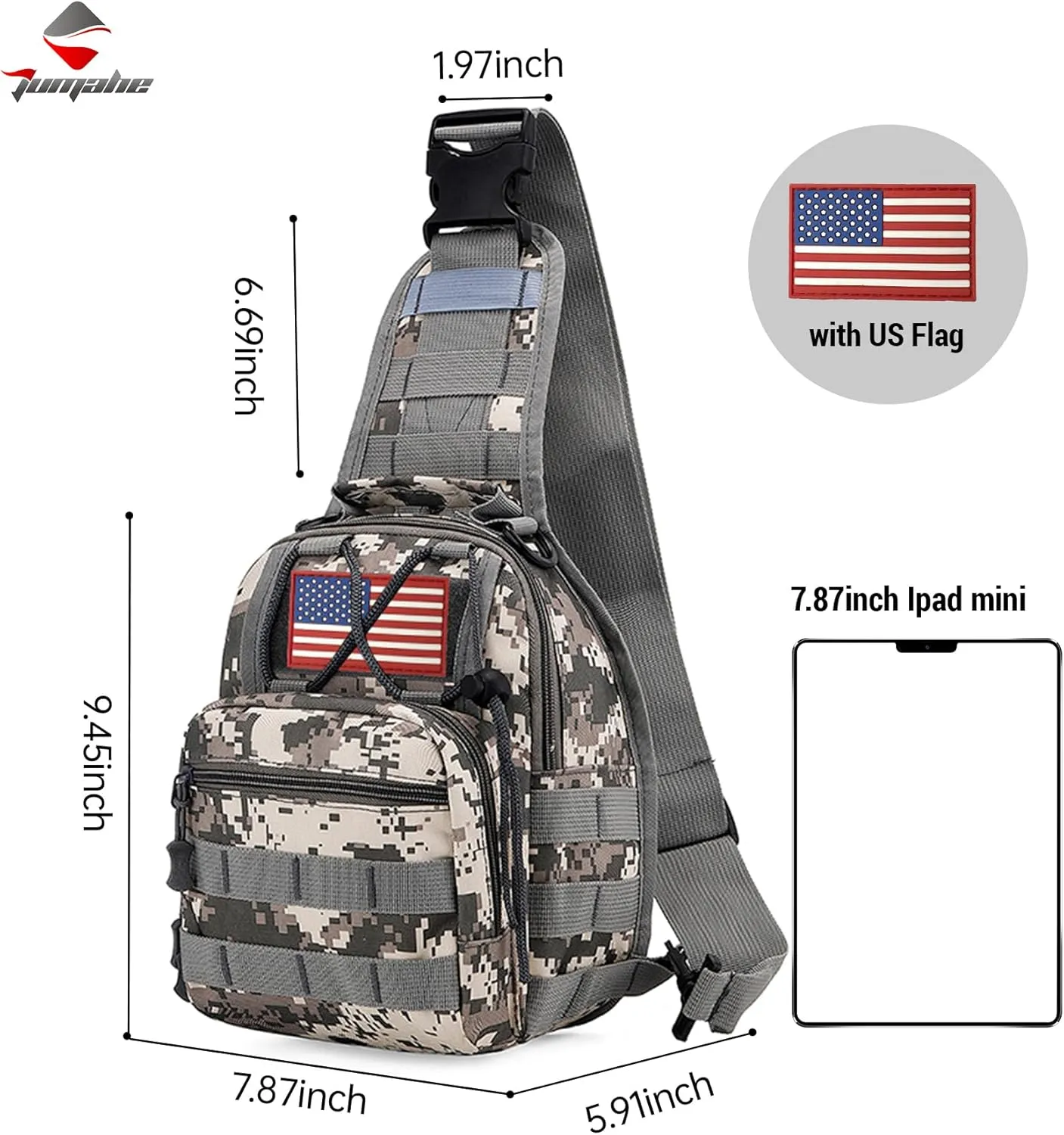 Tactical Shoulder Sling Bag, Small Shoulder Bag for Men, Outdoor Crossbody Backpack Tactical Chest Bag for Every Day Carry (Gray)