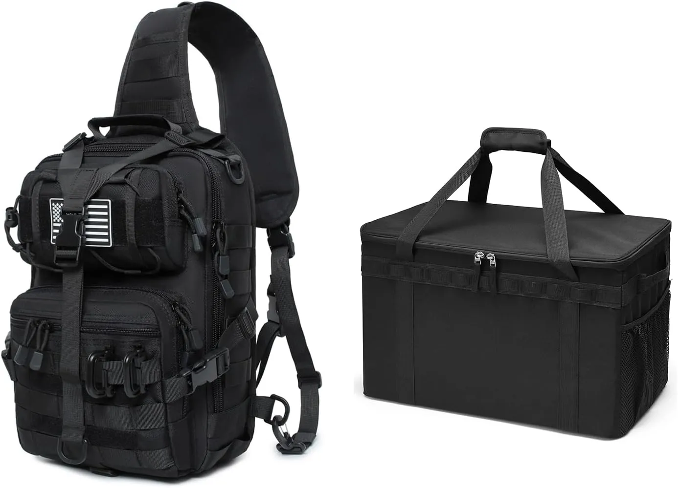 Tactical Sling Backpack and 46L Tactical Camping Storage Bag